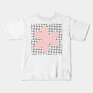 Abstract Flower on Grid - Pastel blush pink Kids T-Shirt